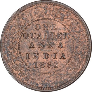 Copper One Quarter Anna Coin of Victoria Queen of Calcutta Mint of 1862.