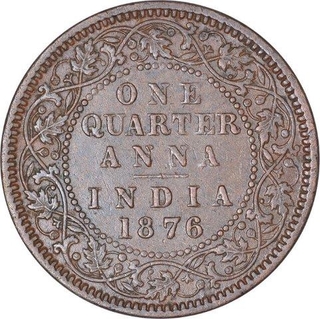 Copper One Quarter Anna Coin of Victoria Queen of Calcutta Mint of 1876.