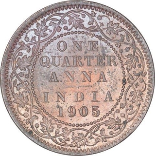 Copper One Quarter Anna Coin of King Edward VII of Calcutta Mint of 1905.