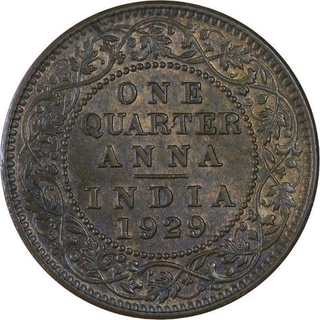 Copper One Quarter Anna Coin of King George V of Calcutta Mint of 1929.