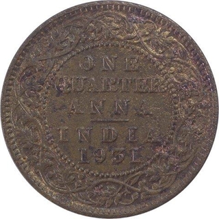 Copper One Quarter Anna Coin of King George V of Calcutta Mint of 1931.