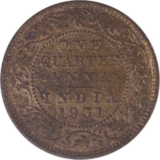 Copper One Quarter Anna Coin of King George V of Calcutta Mint of 1931.