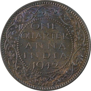 Bronze One Quarter Anna Coins of King George VI of Calcutta Mint of 1942.