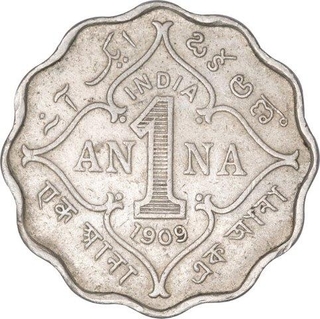 Copper Nickel One Anna Coin of King Edward VII of Bombay Mint of 1909.