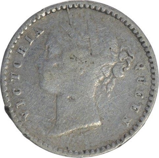 Silver Two Annas Coin of Victoria Queen of Bombay Mint of 1841.