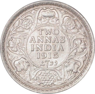 Silver Two Annas Coin of King George V of Bombay Mint of 1915.