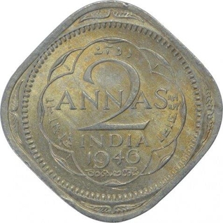 Copper Nickel Two Annas Coin of King George VI of Calcutta Mint of 1946.