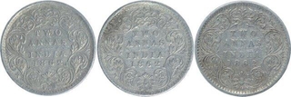 Silver Two Annas Coins of Victoria Queen of Bombay Mint of 1862.