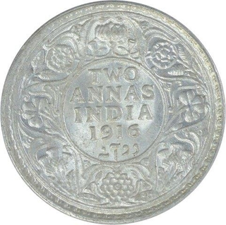 Silver Two Annas Coins of  King George V of Calcutta Mint of 1916.