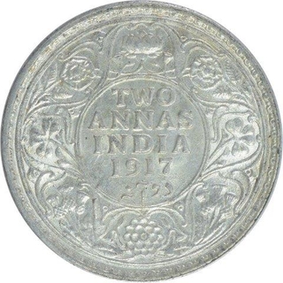 Silver Two Annas Coins of King George V of Calcutta Mint of 1917.