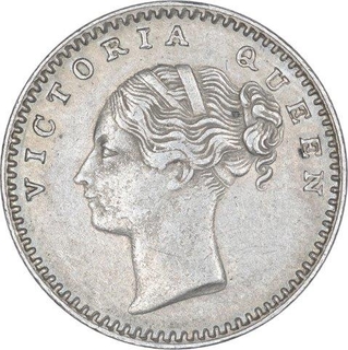 Silver Quarter Rupee Coin of Victoria Queen of Bombay Mint of 1840.