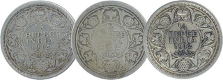 Silver One Quarter Rupee Coins of King George V of 1912.