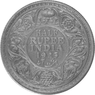 Silver Half Rupee Coin of King George V of Calcutta Mint of 1925.