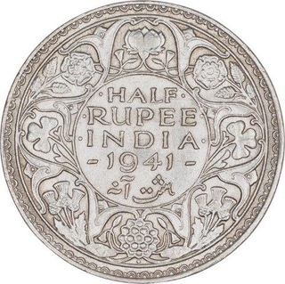 Silver Half Rupee Coin of King George VI of Bombay Mint of 1941.