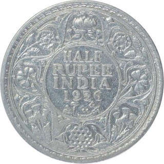 Silver Half Rupee Coins of King George V of Bombay Mint of 1936.