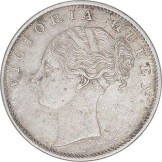 Silver One Rupee Coin of Victoria Queen of Bombay Mint of 1840.