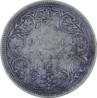 Silver One Rupee Coin of Victoria Queen of Bombay Mint of 1862. 