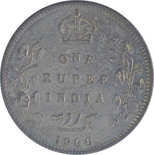 Silver One Rupee Coin of Edward VII of Bombay Mint of 1906.