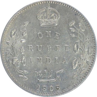 Silver One Rupee Coin of King Edward VII of Bombay Mint of 1909.