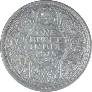 Silver One Rupee Coin of King George V of Calcutta Mint of 1915.