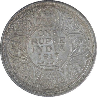 Silver One Rupee Coin of King George V of Bombay Mint of 1917.