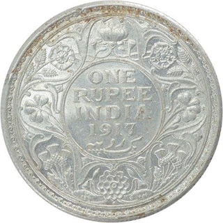 Silver One Rupee Coin of King George V of Bombay Mint of 1917.