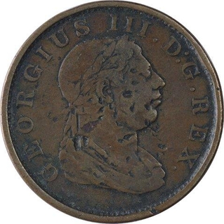 Copper One Stiver Token of George III of Essequibo and Demerary of Guyana.