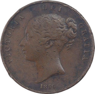 Bronze One Penny Coin of Victoria of Great Britain.