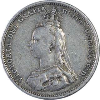 Silver Six Pence Coin of Victoria Queen of United Kingdom.