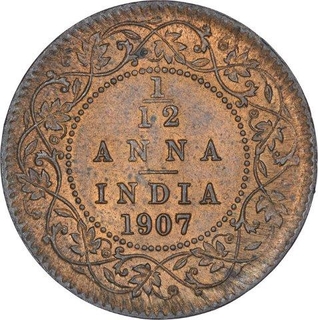 Error Bronze One Twelfth Anna Coin of King Edward VII of Calcutta Mint of 1907.