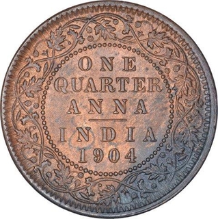 Error Copper One Quarter Anna Coin of King Edward VII of Calcutta Mint of 1904.