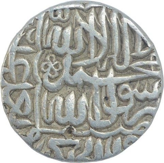 Silver One Rupee Coin of Akbar of Agra Dar ul khilafat Mint.