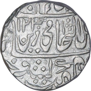 Silver One Rupee Coin of Daulat Rao Sindia of Gwalior State of Narwar Mint.