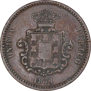 Copper Quarter Tanga Coin of Luiz I of Indo Portuguese.