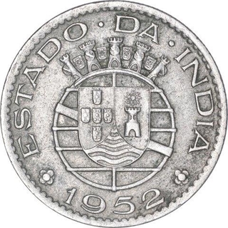 Cupro Nickel Half Rupia Coin of Portuguese Administration of Indo Portuguese.