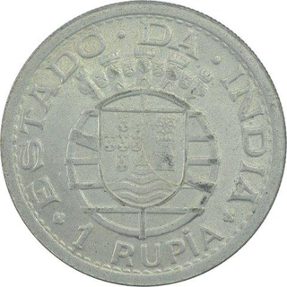 Silver One Rupia Coin of Portuguese Administration of Indo Portuguese.