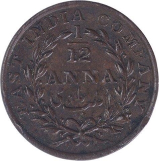 Copper One Twelfth Anna Coin of East India Company of Madras Mint of 1835.