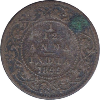 Copper One Twelfth Anna Coin of Victoria Empress of Calcutta Mint of 1899.