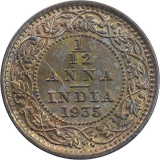 Bronze One Twelfth Anna Coin of King George V of Calcutta Mint of 1935.