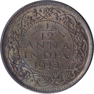 Copper One Twelfth Anna Coin of King George VI of Bombay Mint of 1942.