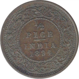 Copper Half Pice Coin of Victoria Empress of Calcutta Mint of 1894.