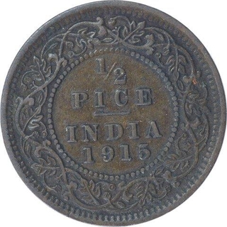 Bronze Half Pice Coin of King George V of Calcutta Mint of 1915.