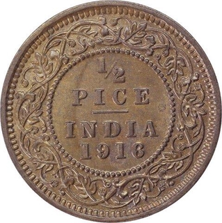 Bronze Half Pice Coin of King George V of  Calcutta Mint of 1916.