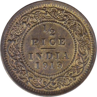 Bronze  Half Pice Coin of King George V of Calcutta Mint of 1919.