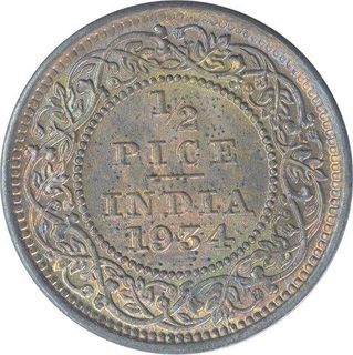 Bronze Half Pice Coin of King George V of Calcutta Mint of 1934.