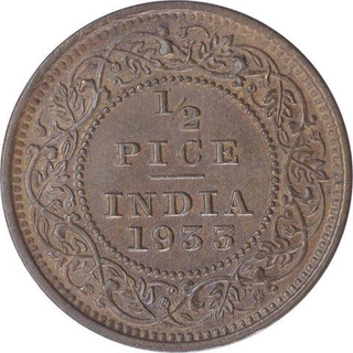 Bronze Half Pice Coin of King George V of  Calcutta Mint of 1933.