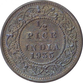 Bronze Half Pice Coin of King George V of Calcutta Mint of 1935.