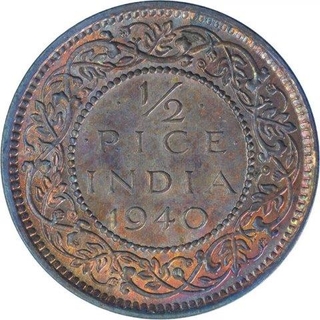 Bronze Half Pice Coin of King George VI of Calcutta Mint of 1940.