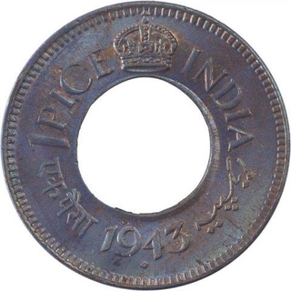 Bronze One Pice Coin of King George VI of Bombay Mint of 1943.