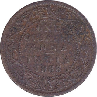 Copper One Quarter Anna Coin of Victoria Empress of Bombay Mint of 1888.